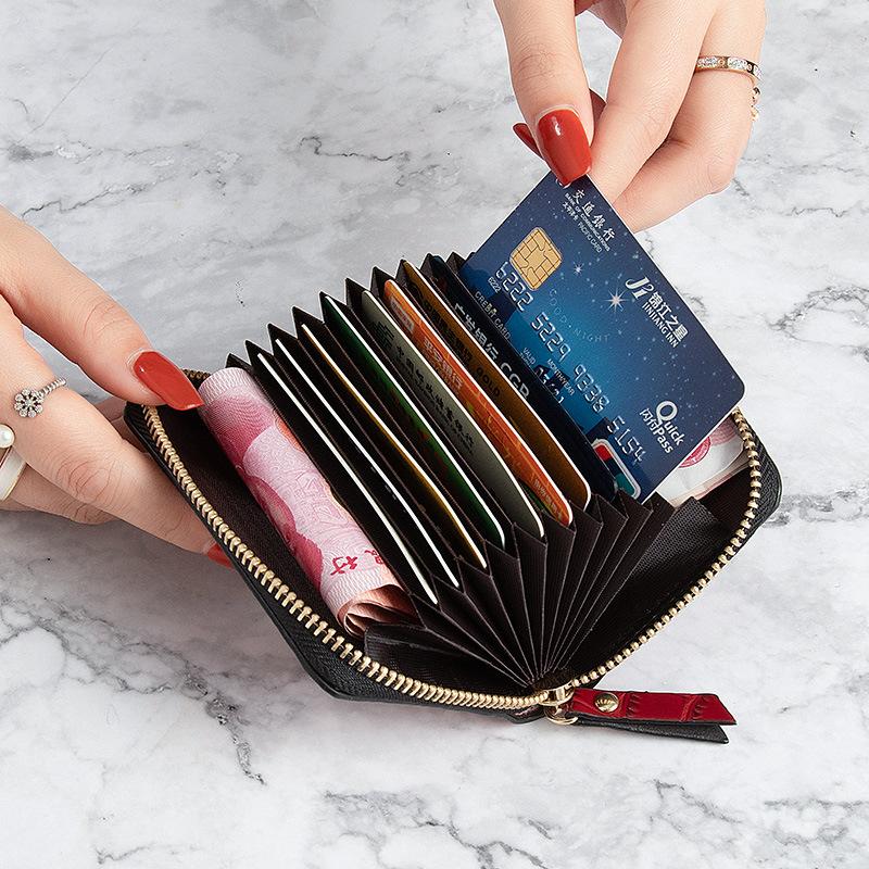 Women Minimalist Short Wallet Solid Color Coin Purse Zipper Clip Card Holder