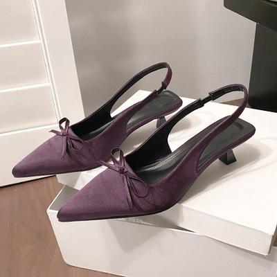 Summer Cover Toe High Heel Women Sandals Fashion Shallow Butterfly-knot Singbacks Pumps Ladies Elegant Stripper Party Sandalias