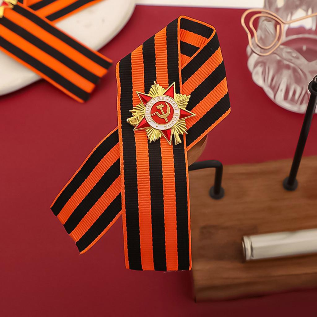 Russian StGeorge Ribbon Medals Brooch Symbolizing Courage and Honors In Vintage Soviet Styles for History Enthusiasts