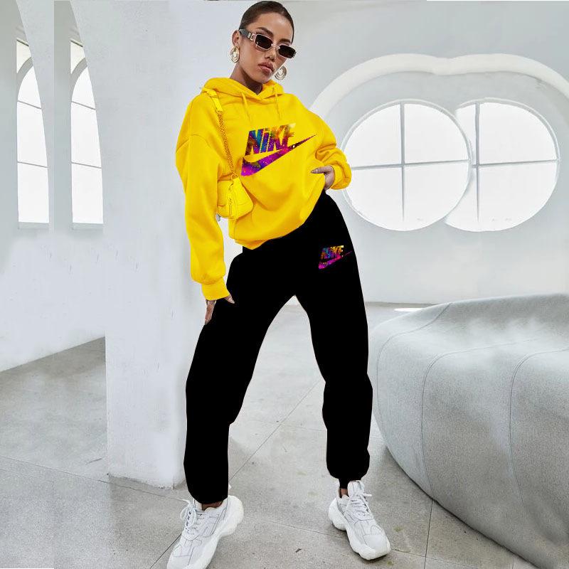 Damen Europäischer & Amerikanischer Street Style Hoodie Sweatshirt Set - Lässiger Zweiteiler Pullover für Outdoor Sportbekleidung