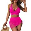 2025 European & American Sexy Mesh Patchwork Drawstring Split Swimsuit