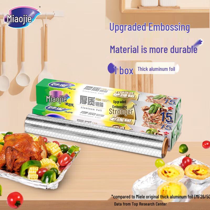 MiaoJie Aluminum Foil for Grilling & Baking, 30cm x 15m, 2-Pack