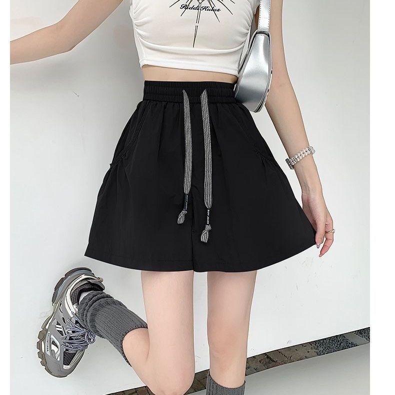 Workwear Sports Shorts Summer Loose Casual Sleepwear A-line Wide High Waisted Shorts