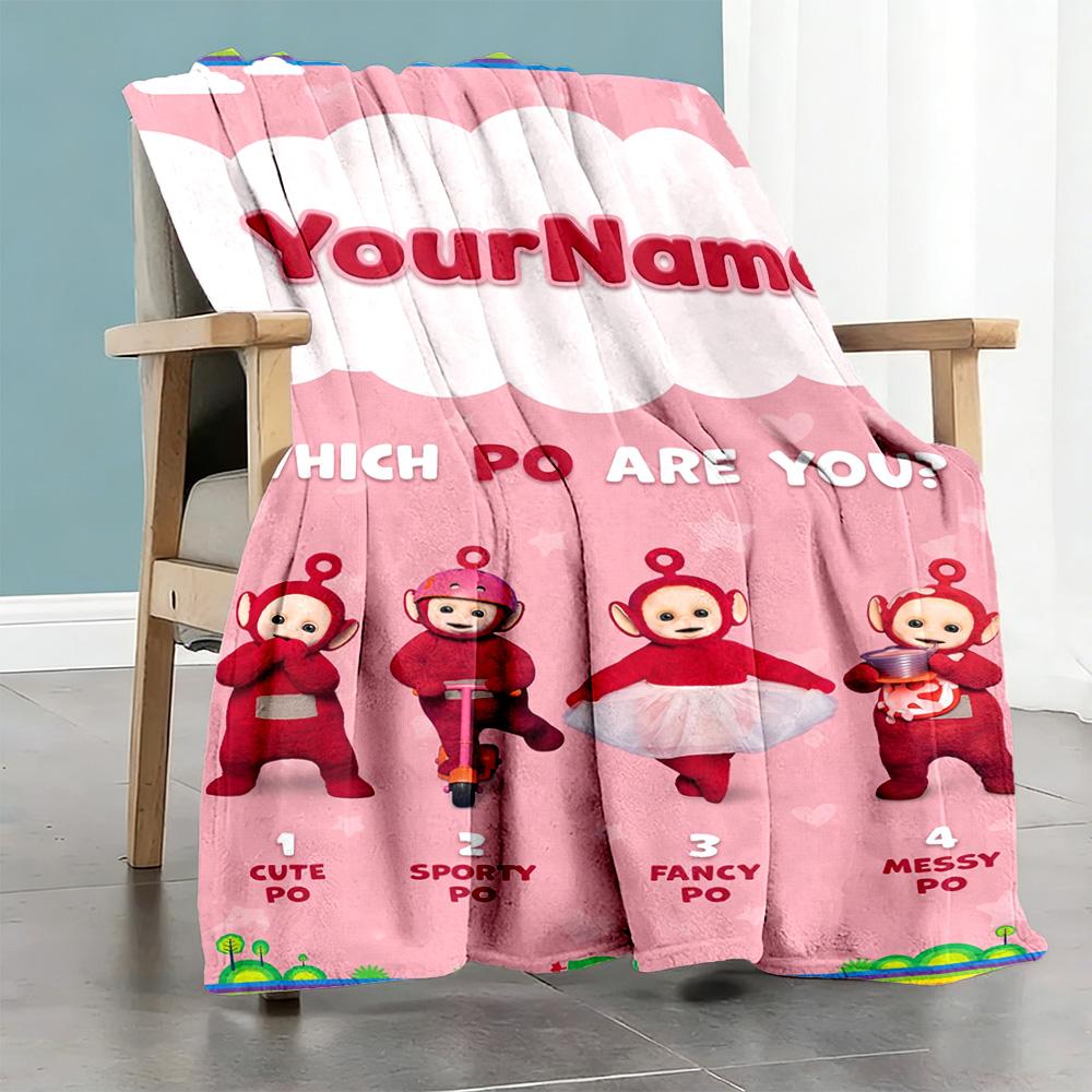 Teletubbies Customize Text Blanket Throw Personalized Blanket Warmthful Decor Great for Home Decor Chair Office Chair Living Room