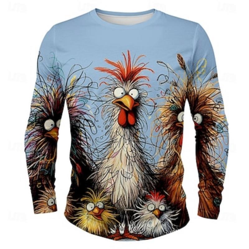 

Chick Funny Designer Retro Vintage Men s 3D Print T shirt Tee Street Casual Daily T shirt Black White Yellow Long Sleeve Crew Neck Shirt Summer Spring XXL