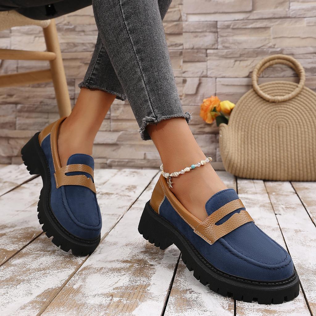 New foreign trade platform women's single shoes large size retro four-season lazy one-pedal thick-heeled casual single shoes