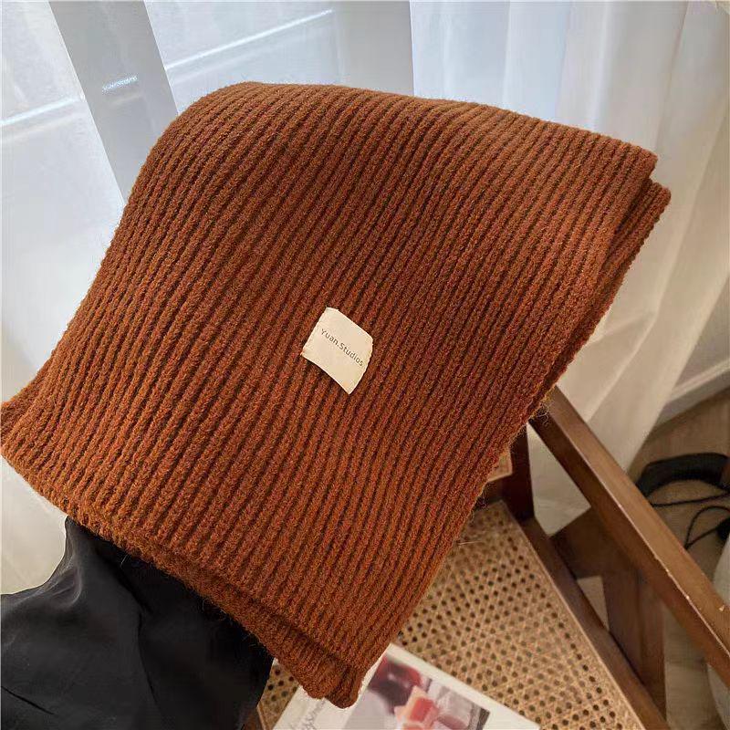 Women's Korean Style Soft Wool Knit Scarf - Winter Fashion, Thickened Warmth, Versatile for Students