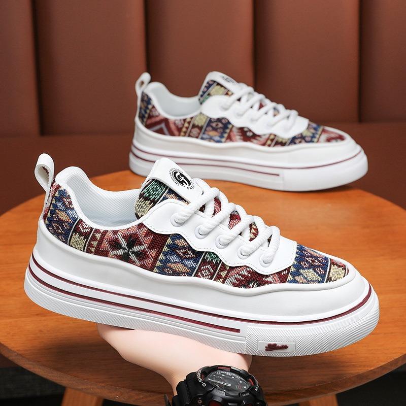 Pantofi noi de primăvară pentru bărbați, pantofi de pânză respirabili, imprimeu la modă, pantofi de skate Guochao, trend versatil cu platformă, pantofi casual pentru bărbați