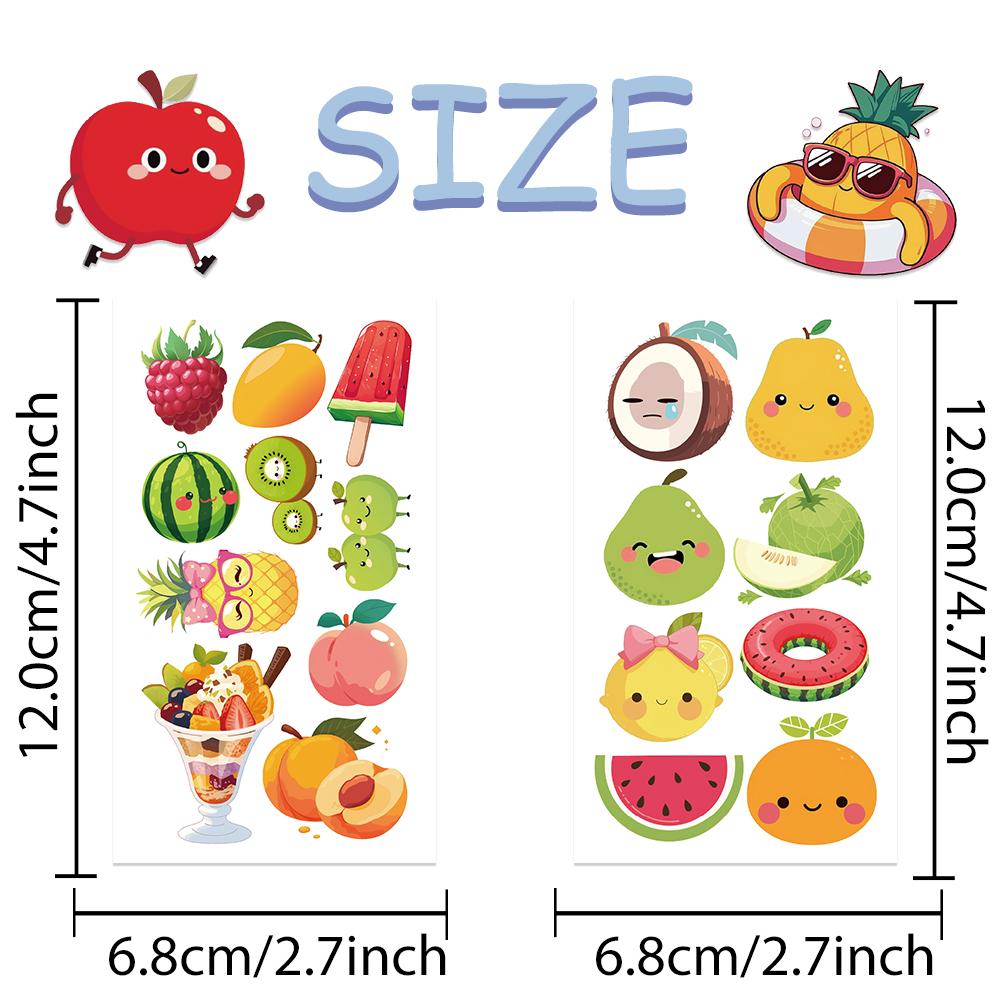 10sheets Cartoon Fruit Watermelon Cherry Tattoo Stickers For Arm Body Temporary Waterproof Tattoo Stickers Kids Creative Gifts