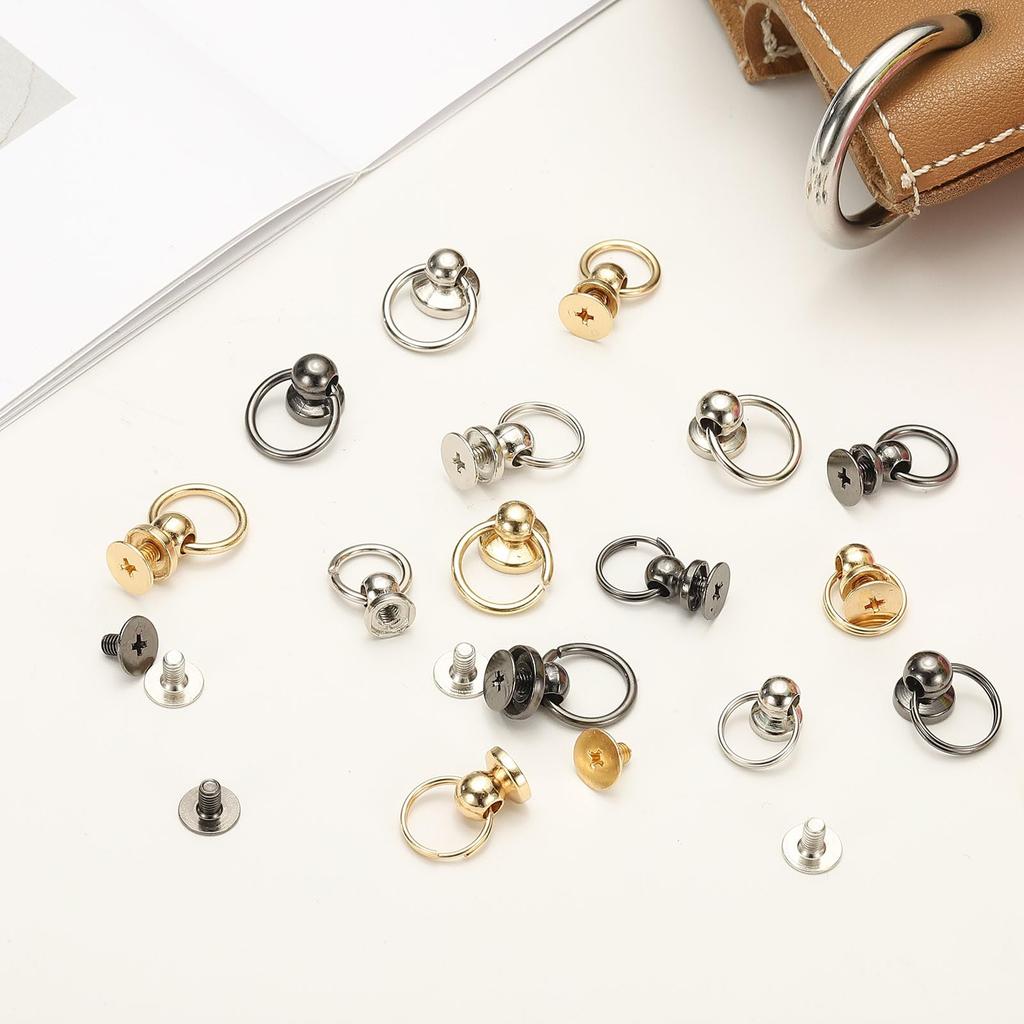 PATIKIL Round Head Rivet Kit with Single Ring for Leather Metal DIY and Multicolor 60-Piece 0.28"x0.22" Screw-Type Crafts, Crafts, Bags, Belts,