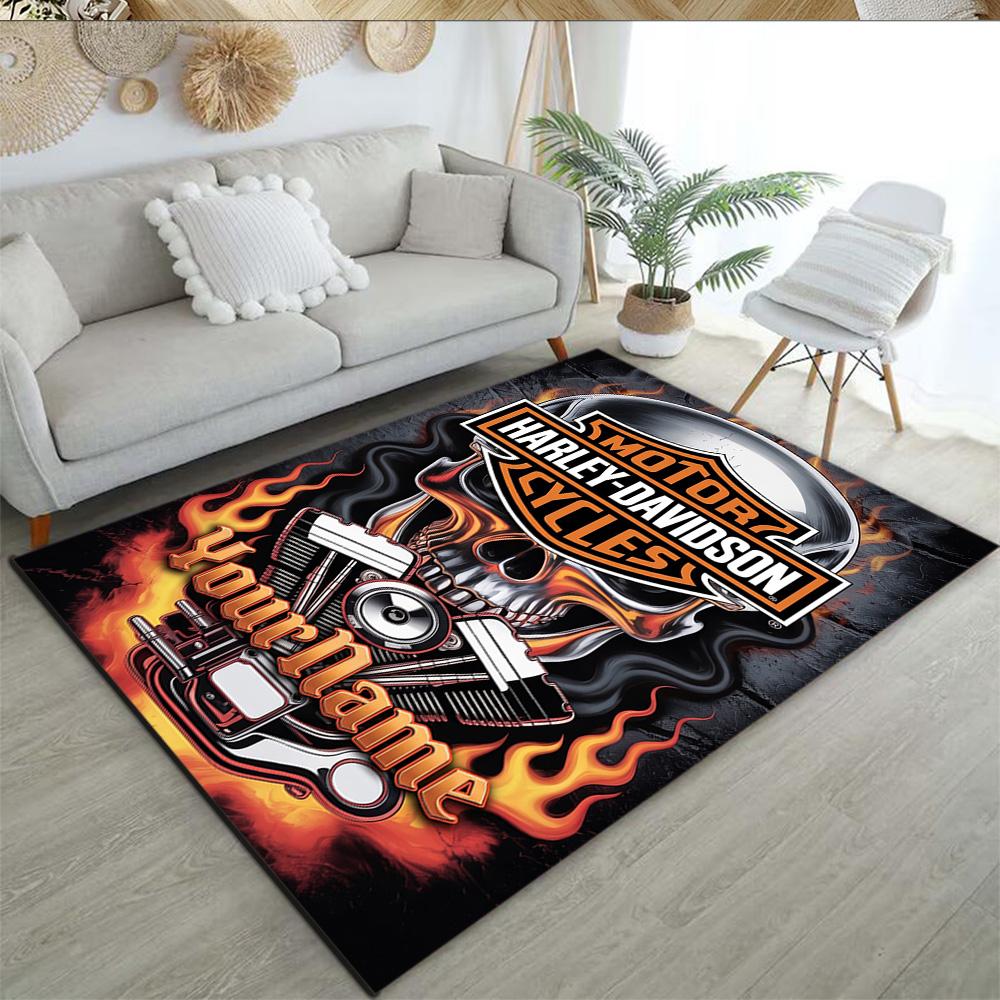 Harley-davidson Motorcycles Customized Name Area Rug Suitable for Living Rooms Bedrooms Balcony Playrooms Antislip Carpet Decorate Offices