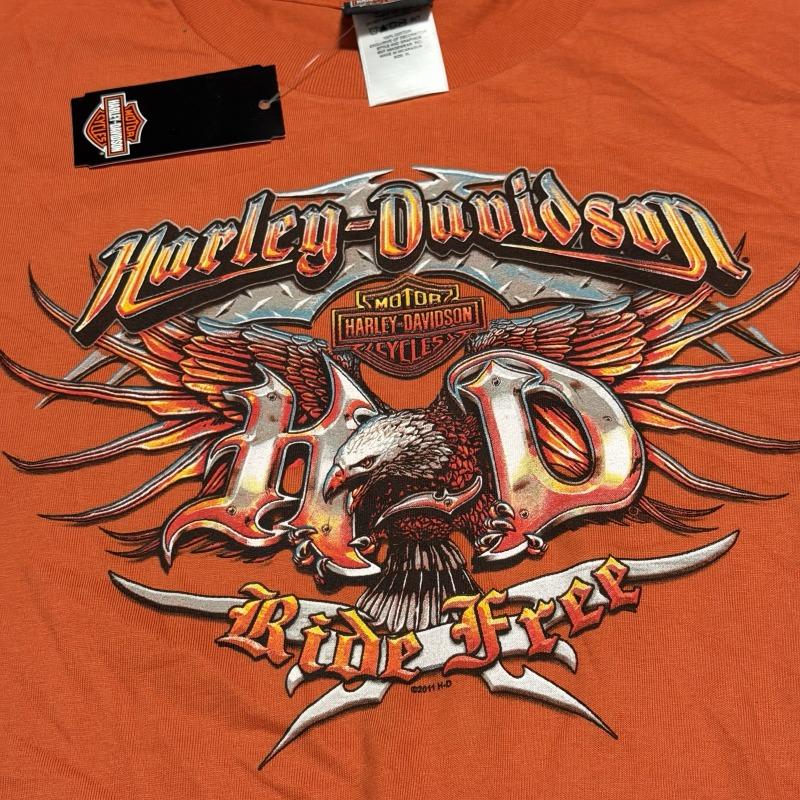 Camicia Vintage Harley Davidson Nuova a Maniche Lunghe da Uomo XL Arancione Motocicletta USA