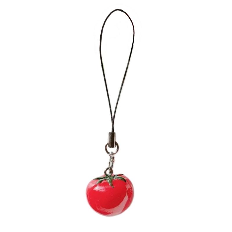 Strawberry Fruit Keychain Cute Tomato Acrylic Keyrings Simulation Food Key Rings