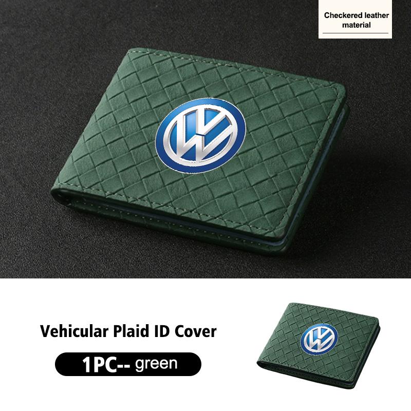 VFHJQ1 Suede Car ID Cover Vehicular Plaid Card Protector Wallet For Volkswagen VW Golf 4 5 6 7 Polo Jetta Sagitar Magotan Passat B5 B6