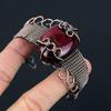 Red Flash Labradorite Pure Copper Wire Wrapped Handmade Jewelry Bangle Bracelet Adjustable