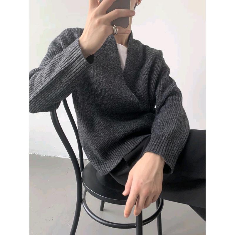 Unisex Korean Style V-Neck Knitwear Sweater Cardigan - Autumn/Winter Loose Fit