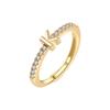 26 english alphabet rings for women, minimalist style 18k gold plated micro-paved zircon letter rings