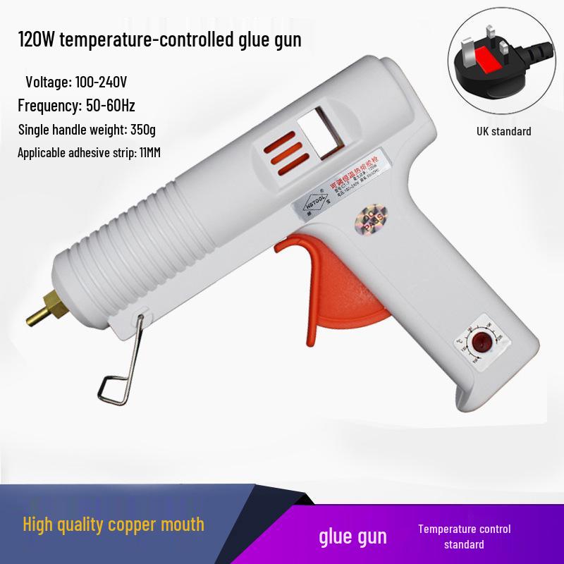 Pistol de lipit la cald cu temperatură reglabilă 120W cu afișaj digital - Grad industrial, batoane de lipici 11mm, temperatură constantă, pentru uz casnic