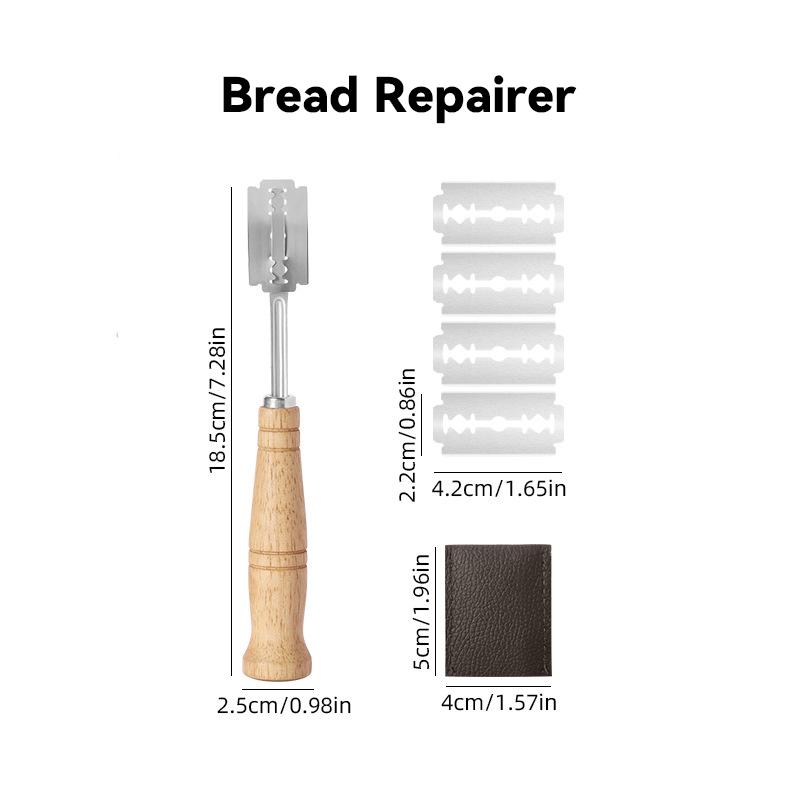 

2025 New Wooden Handle Sourdough Bread Scoring Lame Bread Slashing Tool With 5Pcs Blades Bakers Lame Dough Scoring Knife