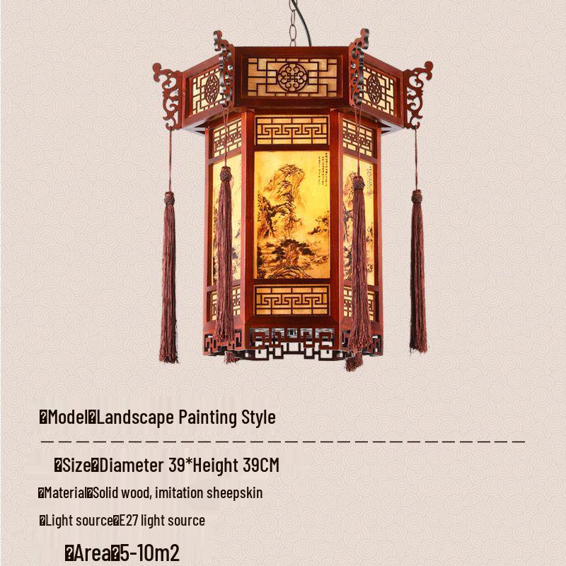 

Антикварный китайский подвесной светильник для храмового коридора - Массив дерева, Овечья кожа, Классический фонарь для ресторана или приватной комнаты, в стиле китайского двора.