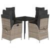 VidaXL Garden Dining Set with Cushions 5 Pcs, Table and Chairs with Adjustable Backrest, Outdoor Furniture, 3213421