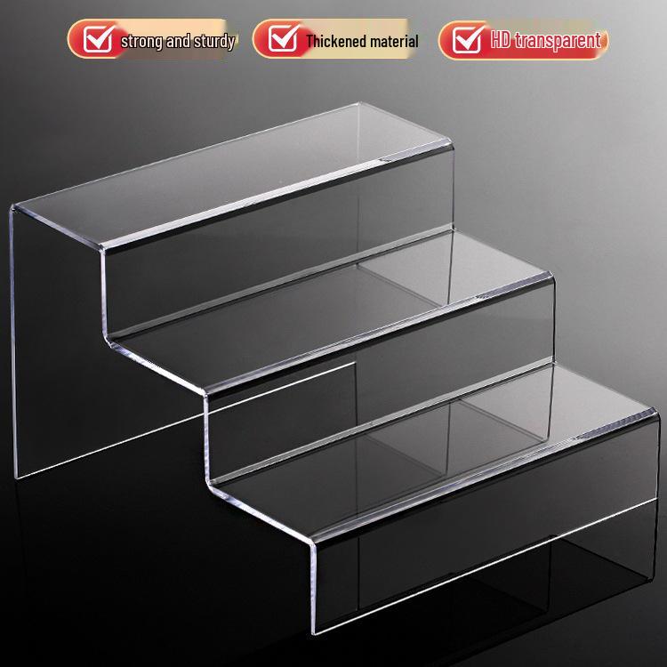 Акриловая трапециевидная ступенчатая подставка: Органайзер для парфюмерии, Подставка для обуви, Прозрачное хранилище для фигурок и блайнд-боксов 1-layer 20x8cm