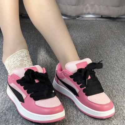 2025 Spring and Autumn New High-value Bread Shoes Purple Platform Heightening Board Shoes Couple Casual Shoes Flow Women's Shoes