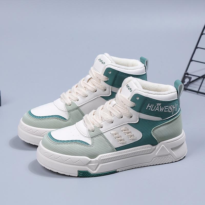 

Thick-soled velvet high-top shoes Winter shoes Children s 2025 new trendy women s shoes Warm and thickened versatile casual board shoes 35