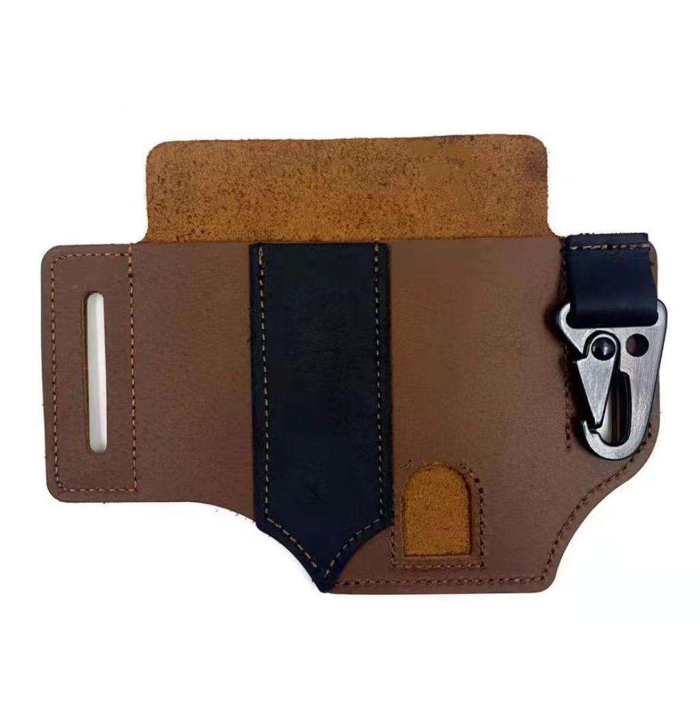 In-Stock Tactical EDC Tool Set: Leather Waist Bag with Flashlight & Keychain