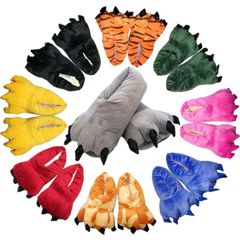 Cozy Dinosaur Cosplay Costume Slippers With Soft Plush Paw Shoes For Winter Warmth