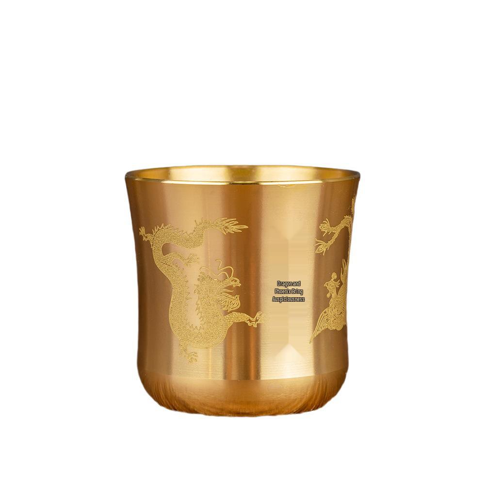 Pure Copper Buddha Offering Cup: Buddhist Supplies, Two-Ounce Blessings Cup for Water or Wine, God of Wealth Design