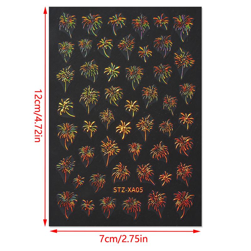 Nail Fireworks Stickers Flash Multicolour Decoration Stereoscopic Self-Adhesive Nail Salon Nail Accessories Diy