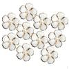 10x Weiße Blume Legierung Perle Flachrücken Knöpfe Verzierungen DIY Schmuck 18mm