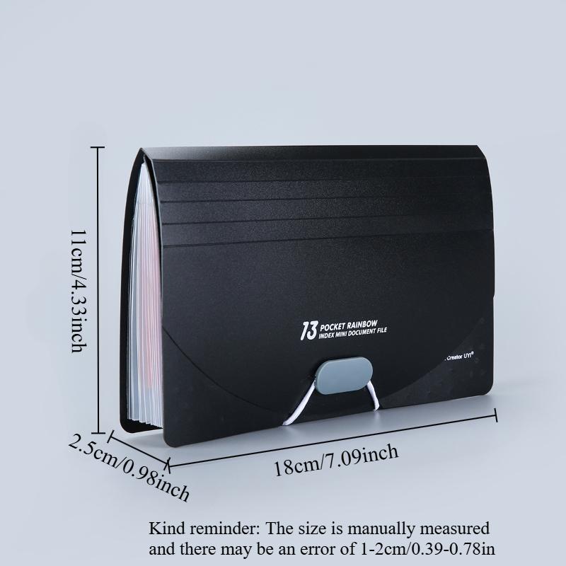 A613 Mini Akkordeon-Ordner Kompakter Tragbarer Beleg-Organizer Aktenordner für Rechnungen Coupons und Dokumente mit 13 Fächern