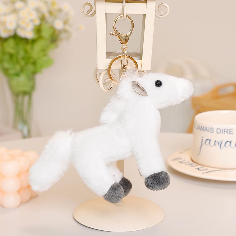 4 Kinds Colors Cute Pony Pendants Plush Toys Soft Stuffed Lifelike Stangding Pose Little Horse Toys Funny Keychain Bags Decor