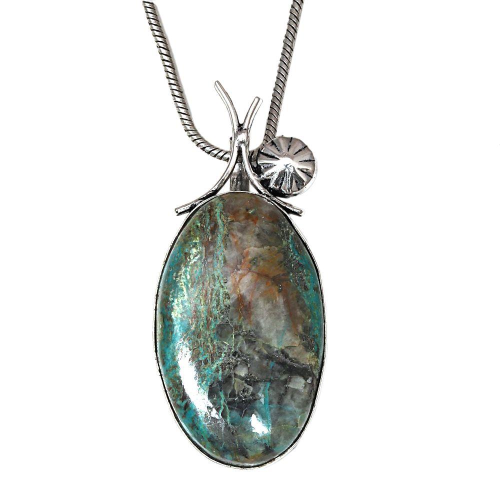 

Necklace Chrysocolla Gemstone Handmade Silver Jewelry 2