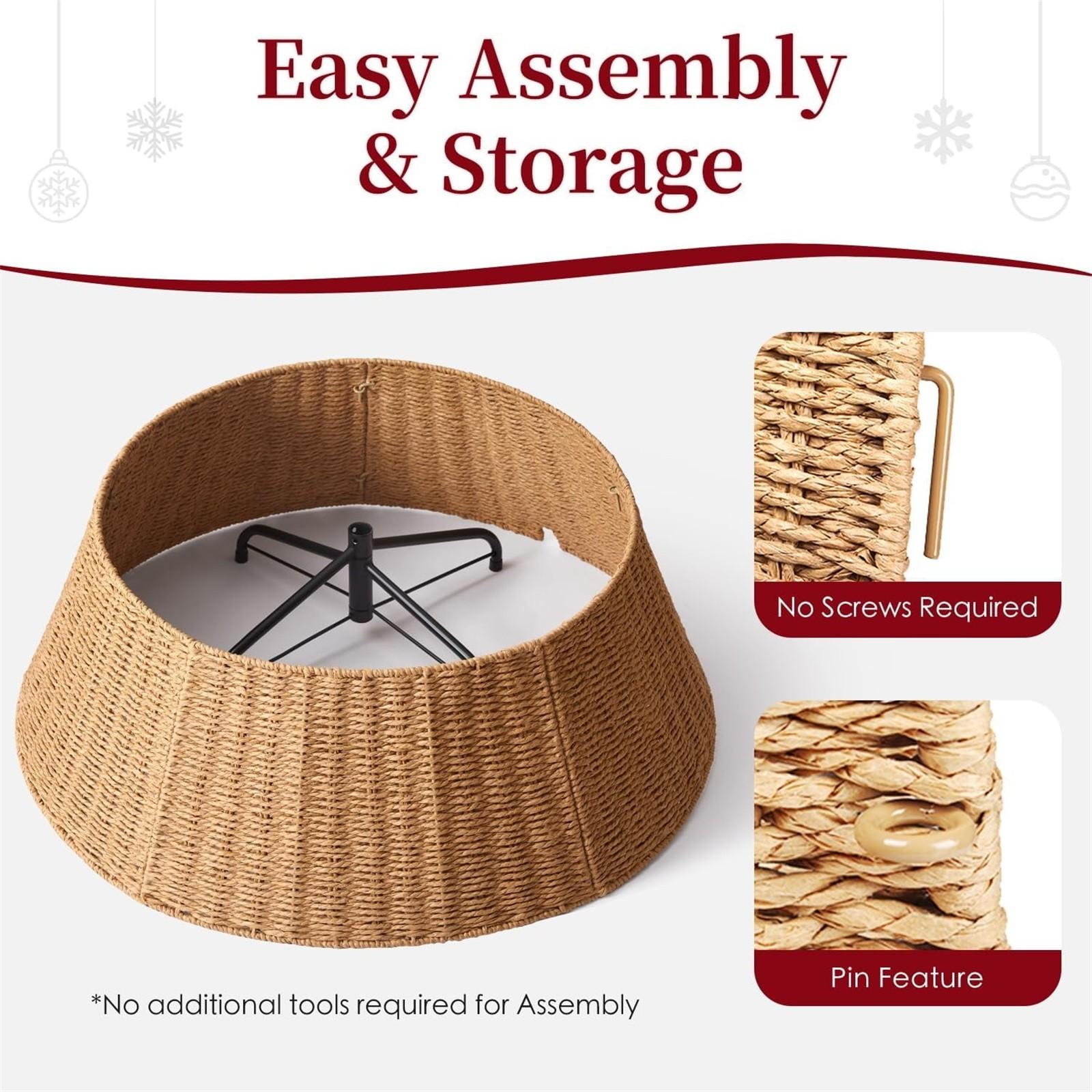 Деревенский воротник для рождественской елки 28 дюймов плетеная плетеная основа — фото 6