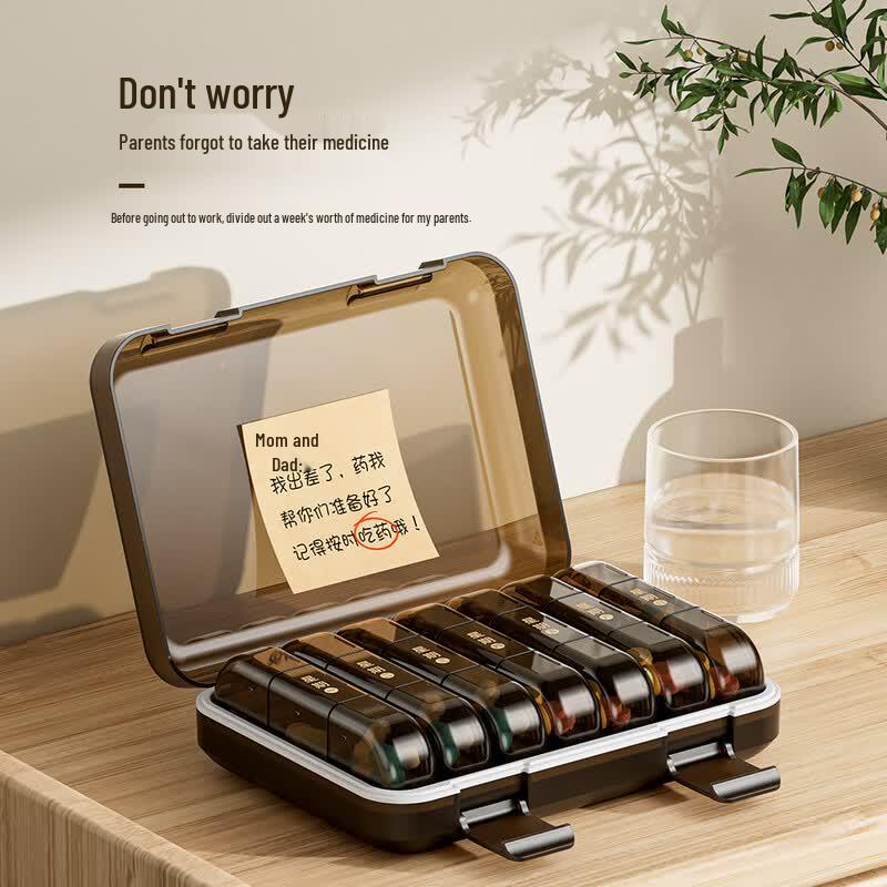 Portable Weekly Pill Organizer with Reminder