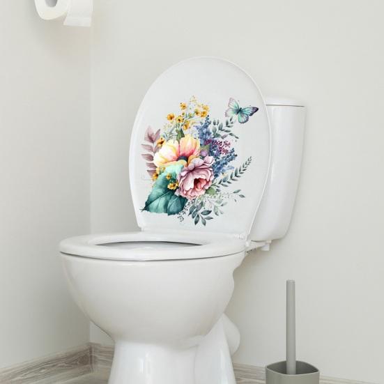 Nálepka na toaletu s květinovým vzorem Nálepka na víko toalety Samolepicí nálepka na koupelnu pro dekoraci domácí toalety