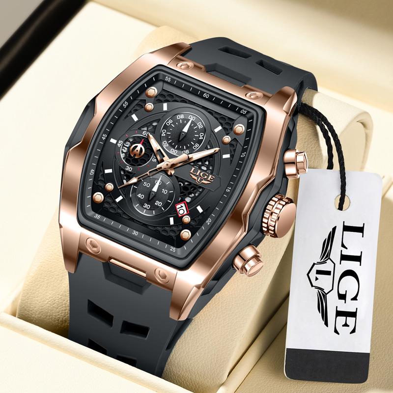 LIGE pánské hodinky luxusní vodotěsné křemenné náramkové hodinky svítící chronograf datum sportovní silikonové hodinky pánské hodinky Relogios+Box