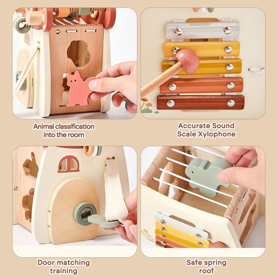 Baby Wooden Montessori Toys Mushroom Building Blocks Puzzle Toys Baby Wooden Musical Instrument Early Education Toys Child Gift