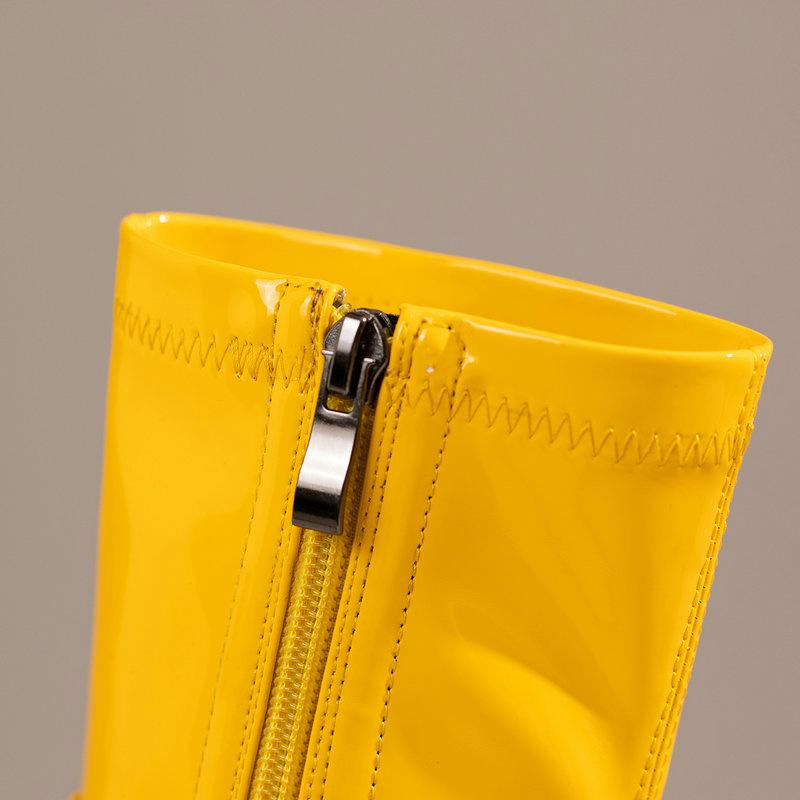 Women Ankle Boots Platform Square High Heel Ladies Short Boots