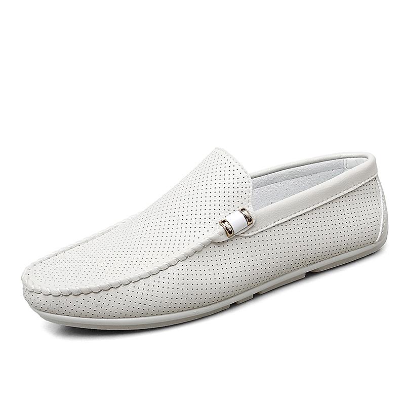 Lightweight Men's Casual Shoes 2025 Summer Leather Penny Loafers Men Moccasins Hollow Out Slip on Flats Boat Mens Driving Shoes
