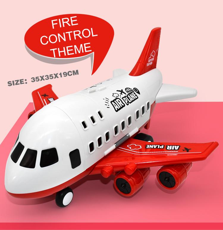 Aereo Giocattolo Con Fumo, Luci E Suoni - 16 Pollici Con 6 Camion Da Costruzione E Accessori, Regalo Per Bambini 2-6 Anni