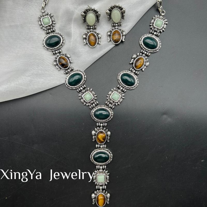 

Vintage Geometry Heavy Industry Y-shaped Necklace Design Trendy Earnail Bracelet Set
