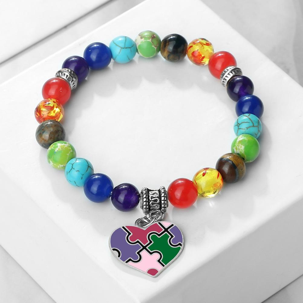 

Heart Pendant Charm Bracelets for Men Women 7 Chakra Reiki Healing Beads Bracelets Couples Handmade Valentine s Day Gift CHINA