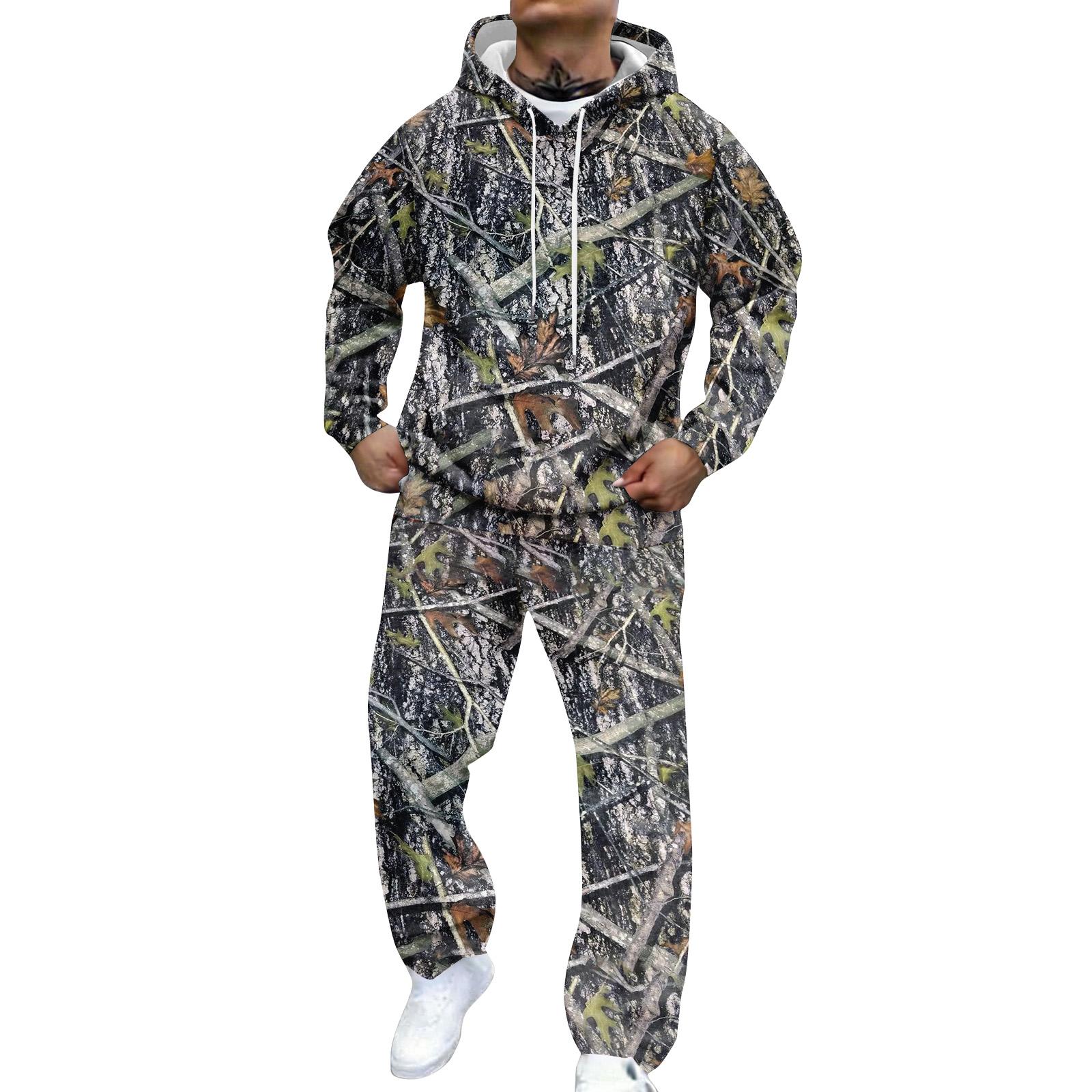 

Men s Camouflage Hooded Sweatshirt And Sweatpants Casual Sports Suit M
