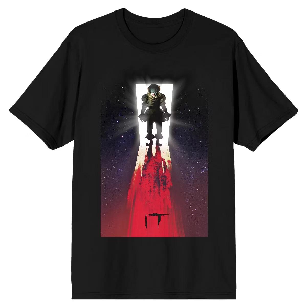 It Movie Pennywise Scary Clown in Doorway Mens Black Shirt New Small S