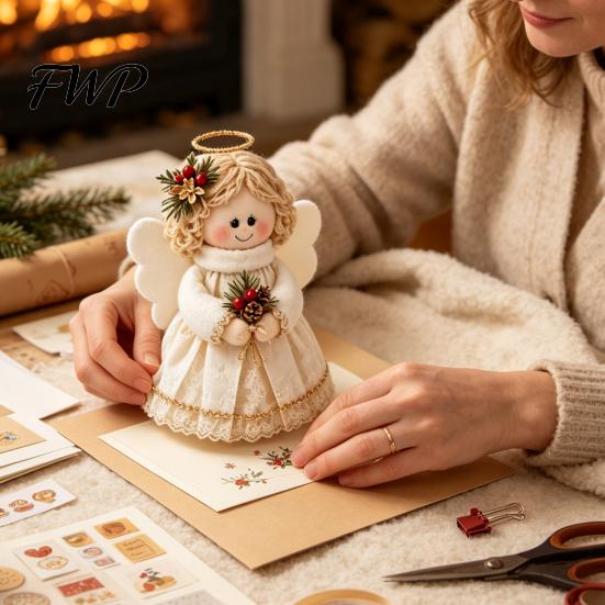 DIY Snowman Sewing Set Christmas Felt Craft Kit, Handmade Santa Gingerbread Elf Creative Art Activity Angel Material Holiday Supplies for Kids Adults