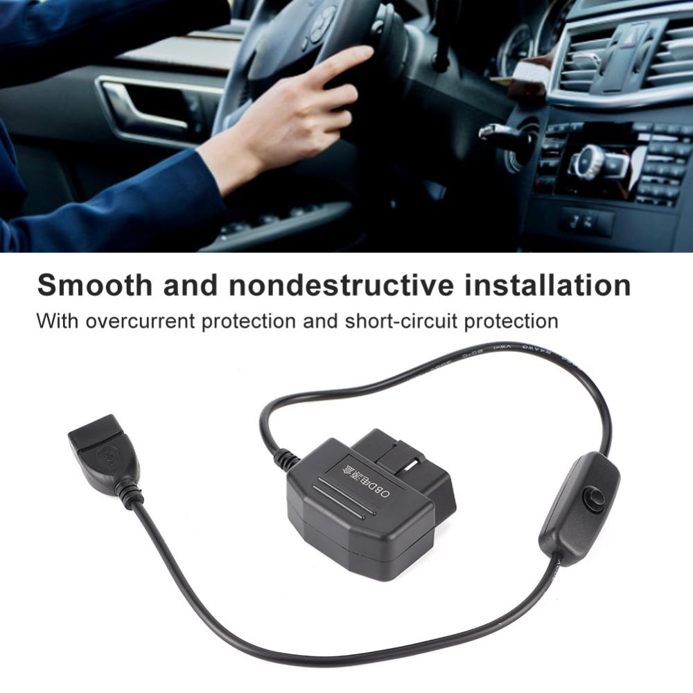 5V 2A Ausgang OBD2 Ladekabel 16-Pin Stecker OBD2 zu USB Adapter Auto-Ladegerät